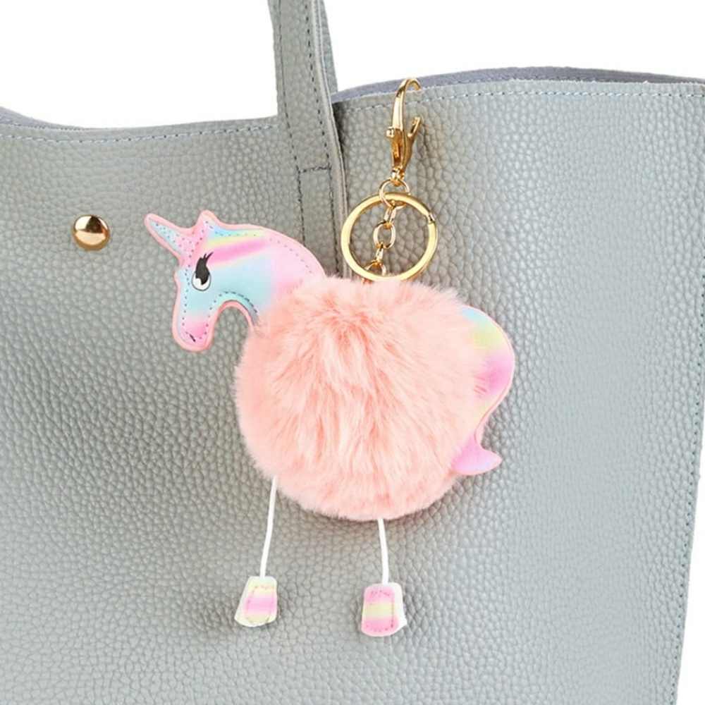 Unicorn PomPom Keychain - Picture 1 of 2